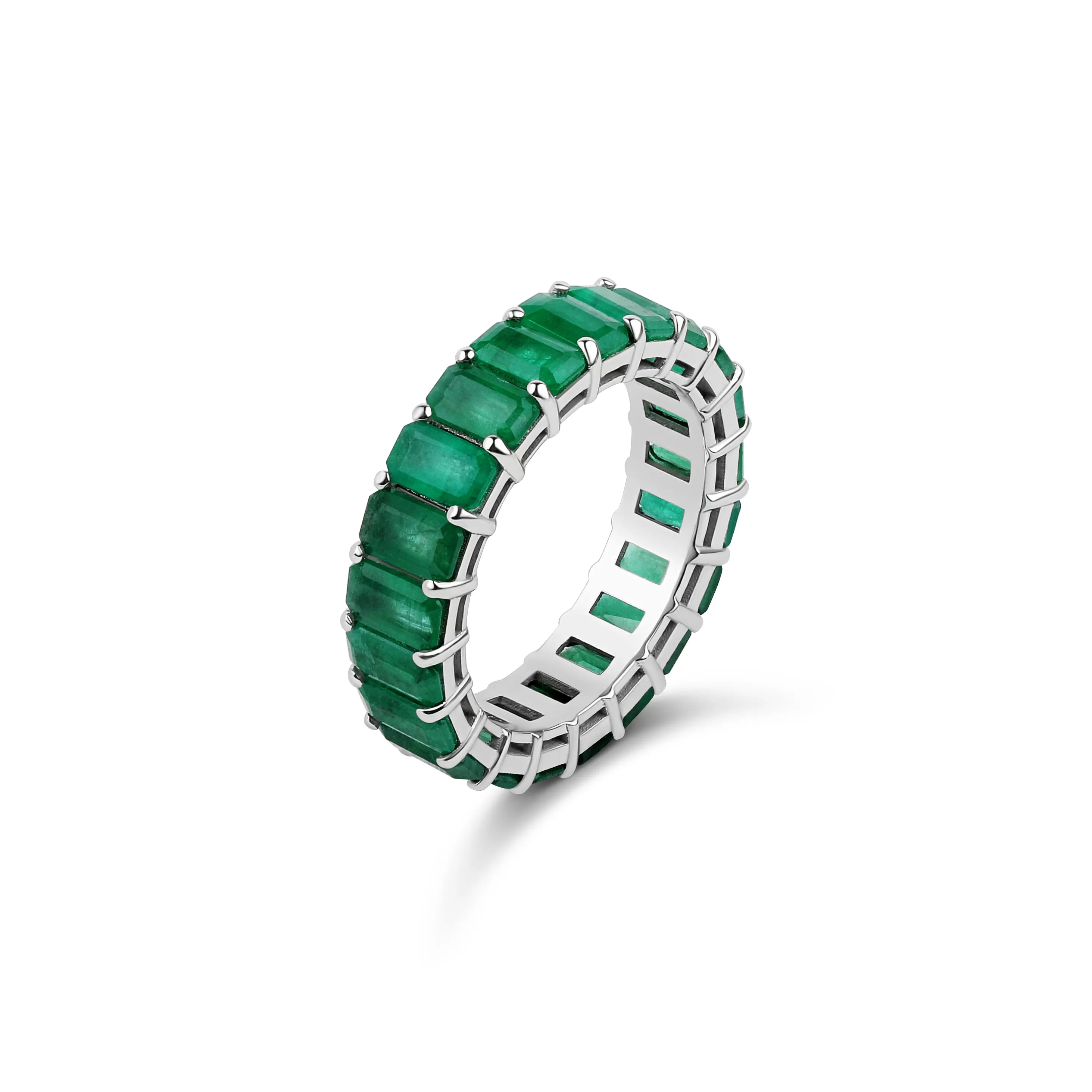 14k Gold Emerald Eternity Ring