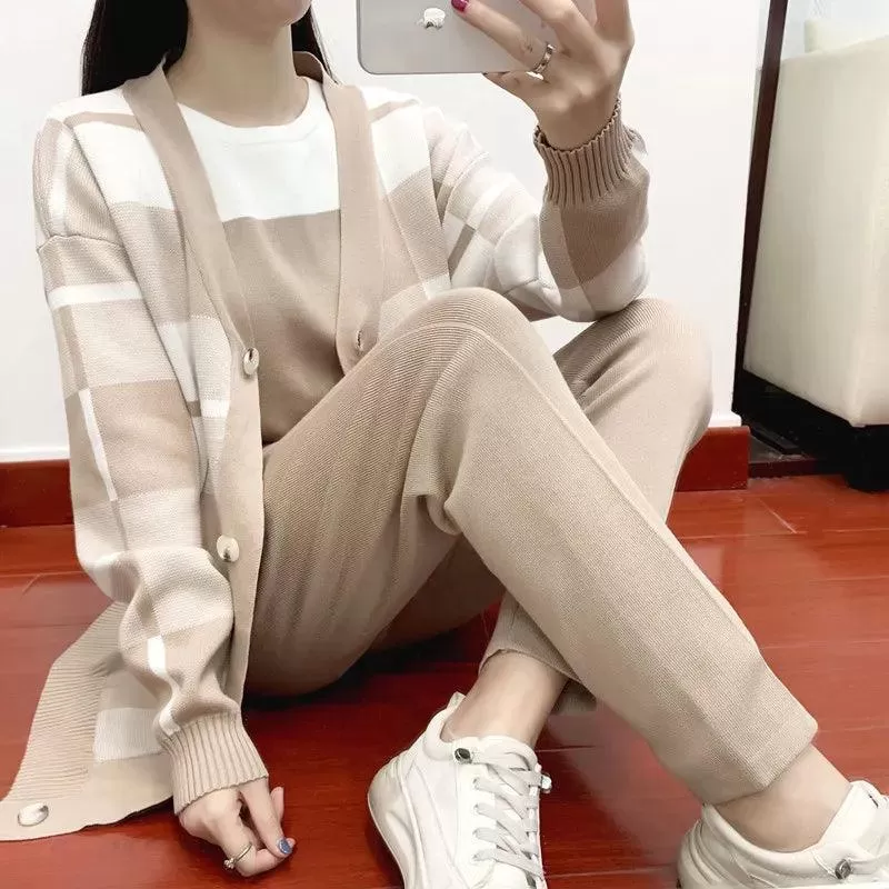 3-Piece Harem Pants Women Sweater Set