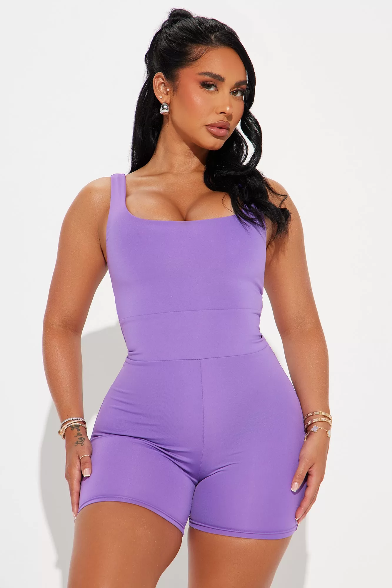 About The Gains Active Romper - Lavender