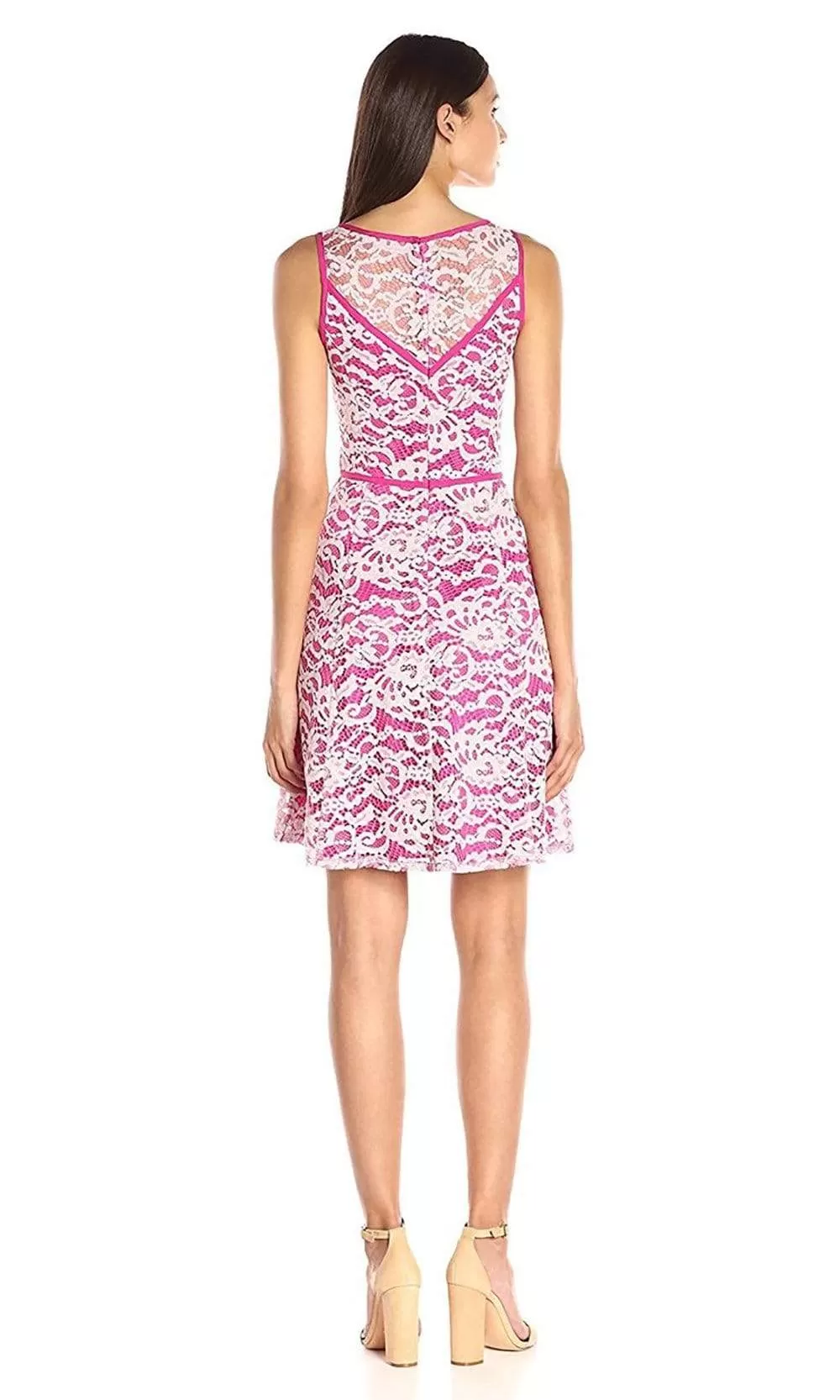 Adrianna Papell - 12253970 Floral Bateau Neck A-Line Dress