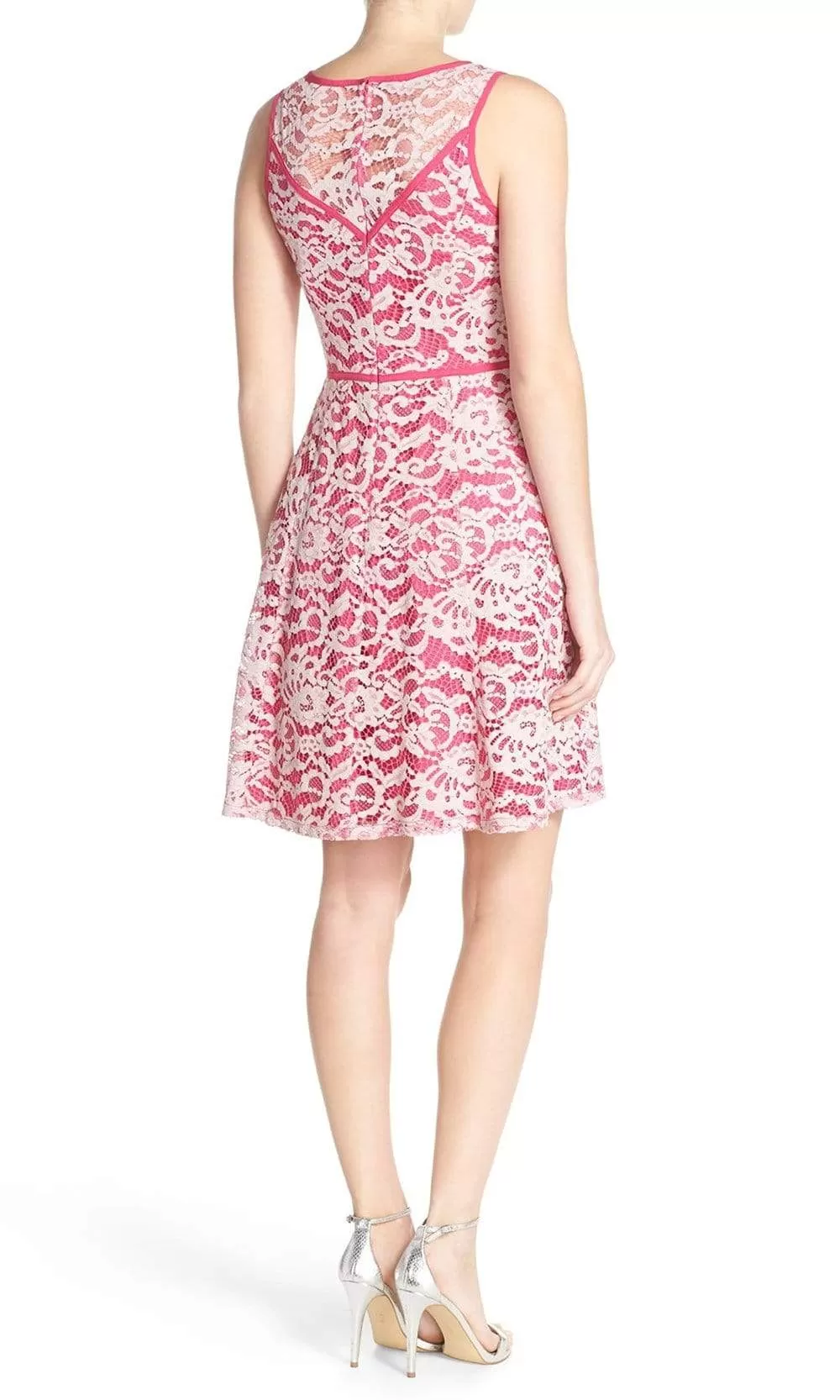 Adrianna Papell - 12253970 Floral Bateau Neck A-Line Dress