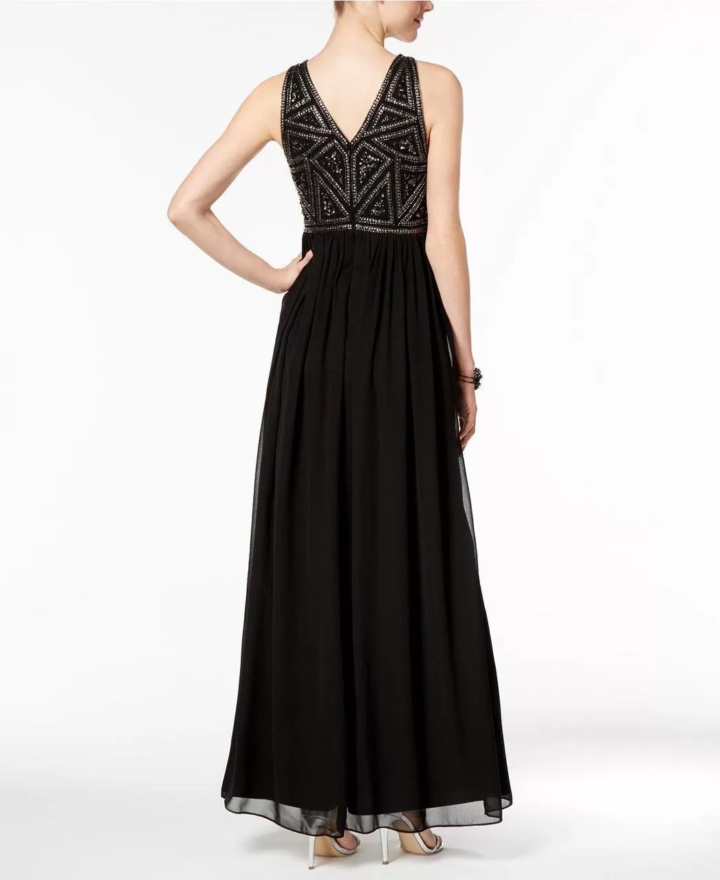 Adrianna Papell - 191910790 Embellished Jewel Ruched Gown