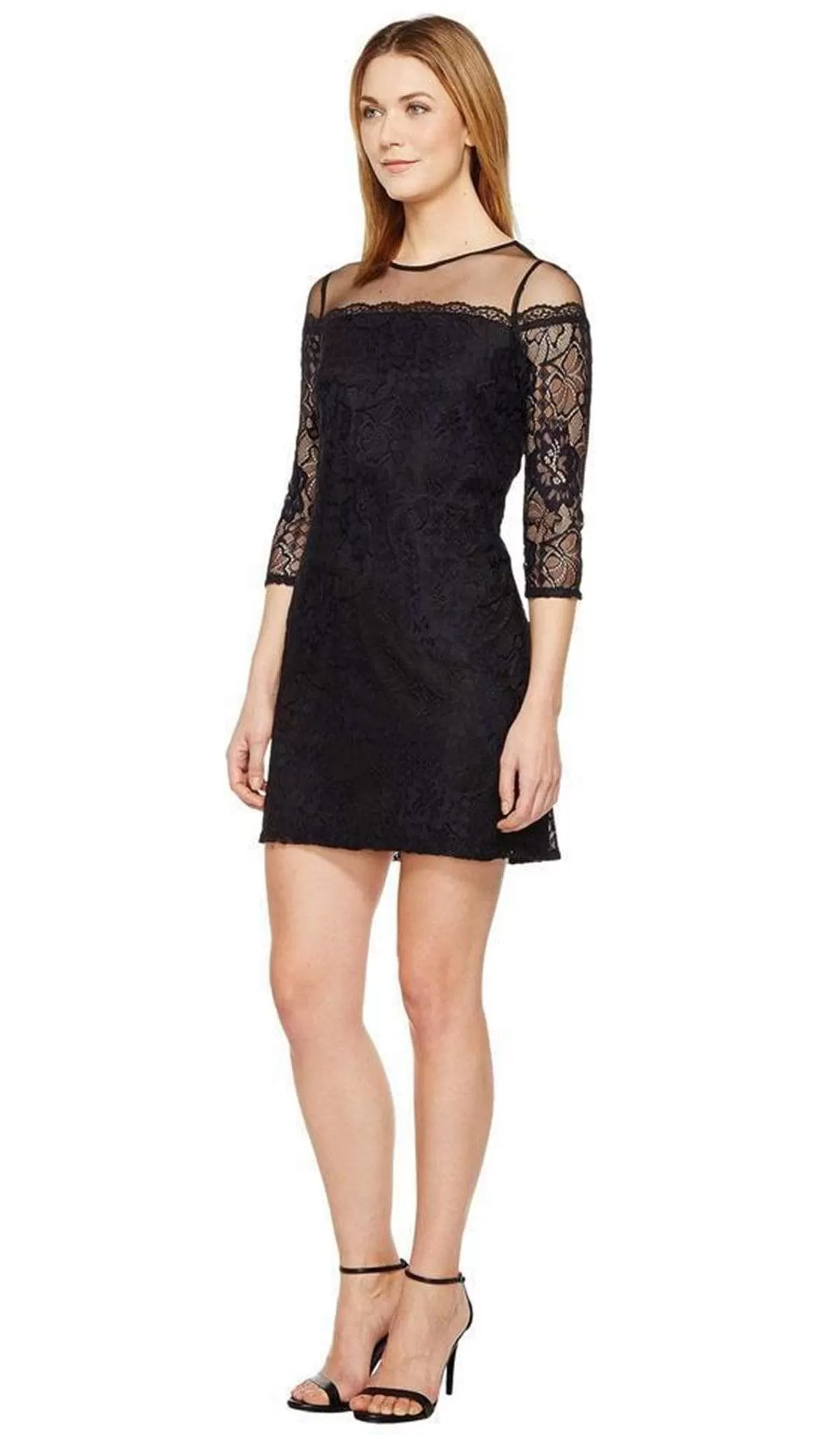 Adrianna Papell - AP1D100545 Lace Quarter Length Sleeve Sheath Dress