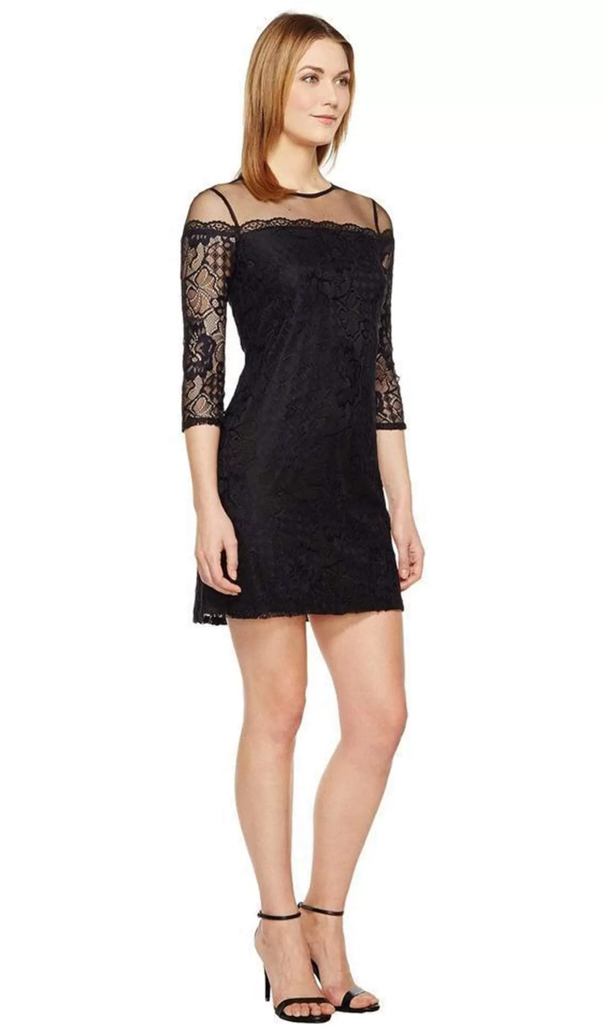 Adrianna Papell - AP1D100545 Lace Quarter Length Sleeve Sheath Dress