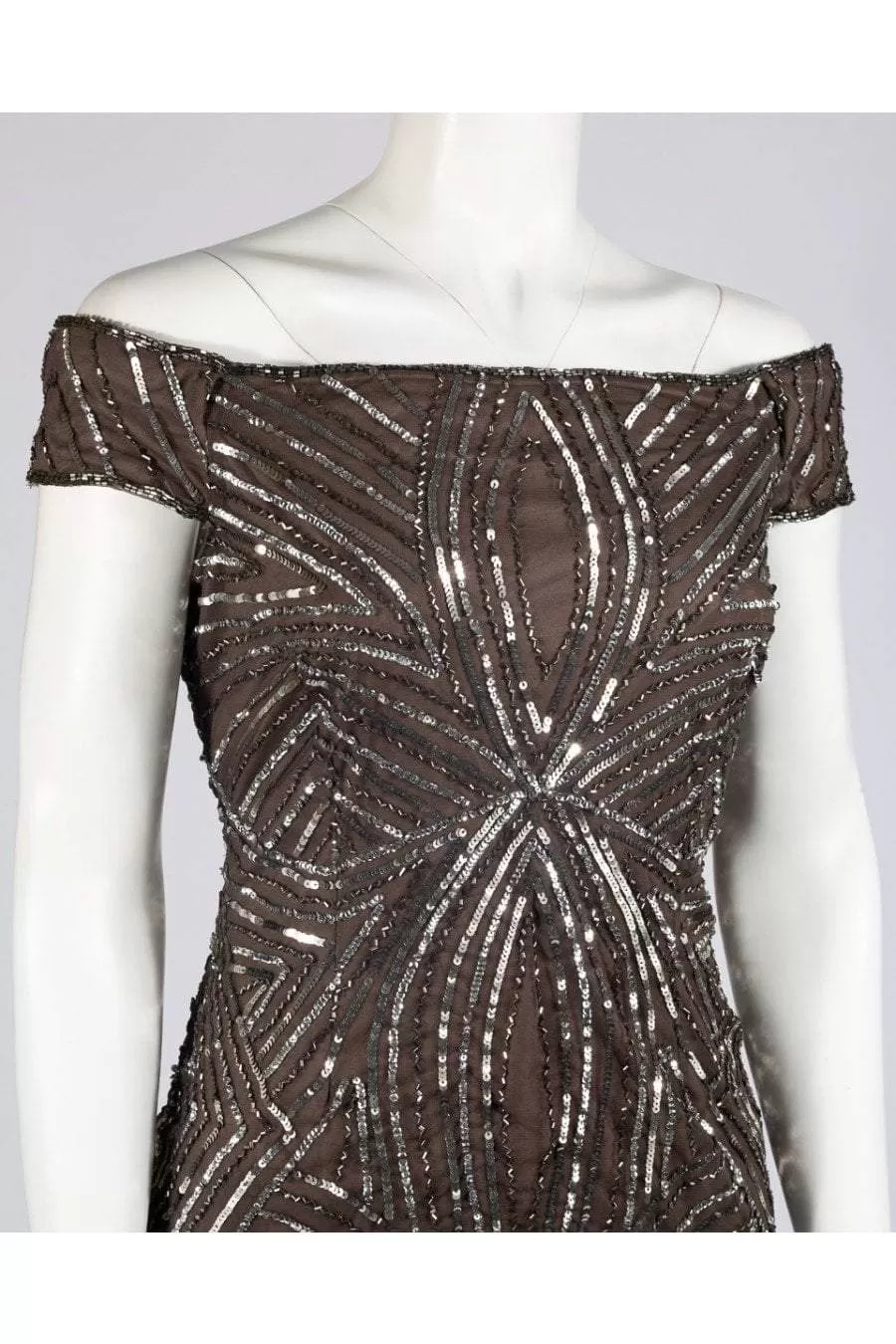 Adrianna Papell - AP1E201100 Sequined Off-Shoulder Sheath Dress