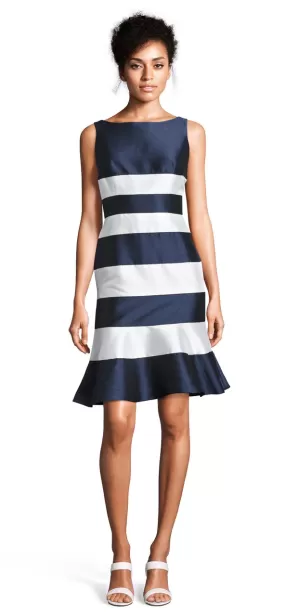 Adrianna Papell - AP1E201573 Stripe Patterned Short Dress