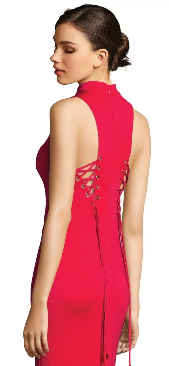 Adrianna Papell - AP1E202675 High Halter Fitted Strappy Back Dress