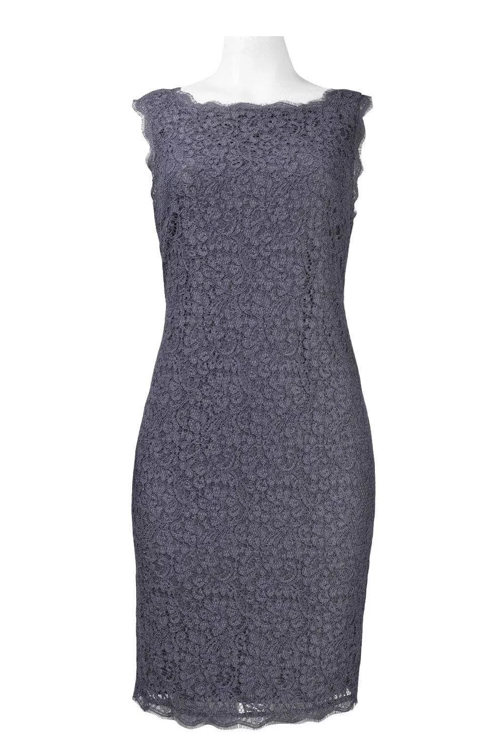 Adrianna Papell - Bateau Neck Lace Sheath Dress 41871750