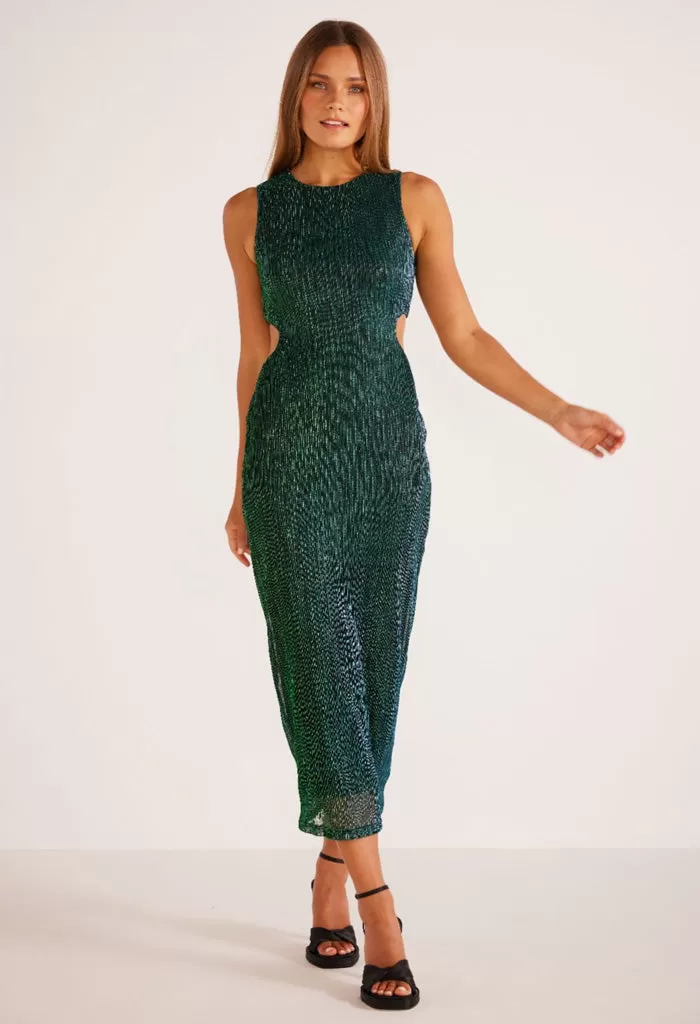 Astrid Cutout Midi Dress-Emerald