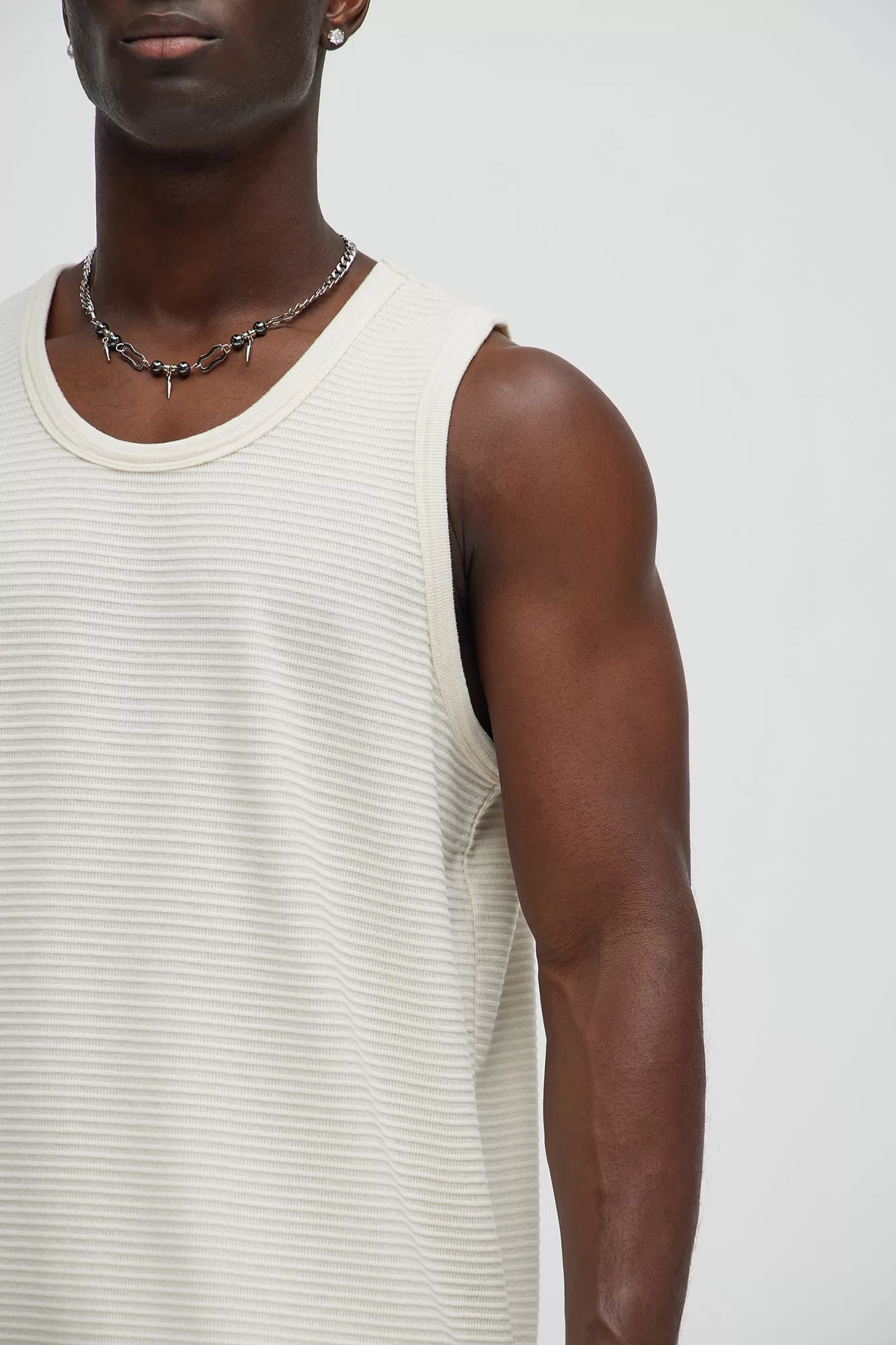 Athens Rib Textured Relaxed Tank - Cream