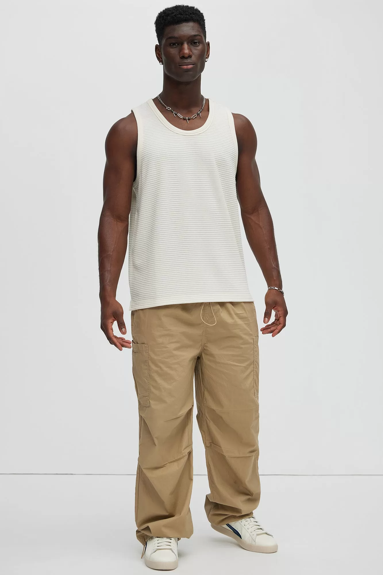 Athens Rib Textured Relaxed Tank - Cream