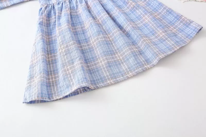 Baby Kid Girls Checked Lace Dresses