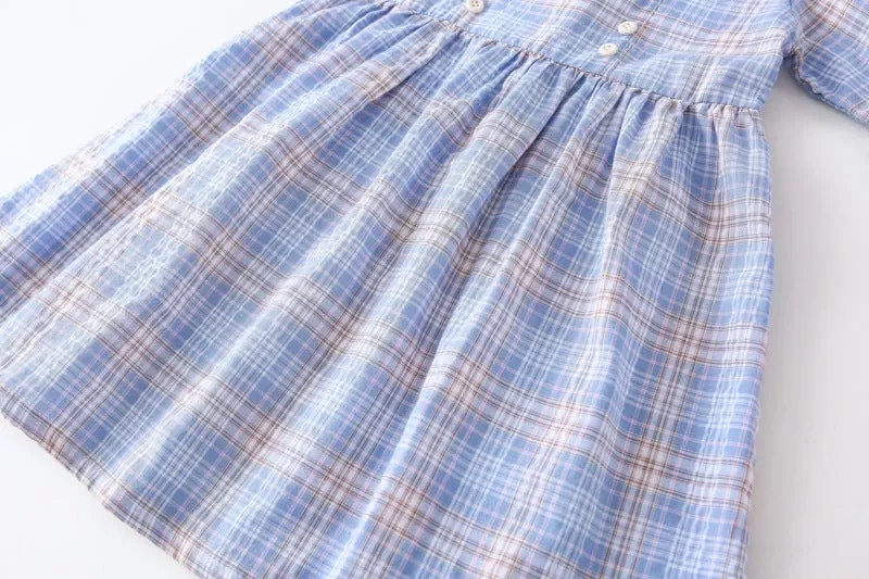 Baby Kid Girls Checked Lace Dresses