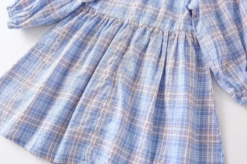 Baby Kid Girls Checked Lace Dresses