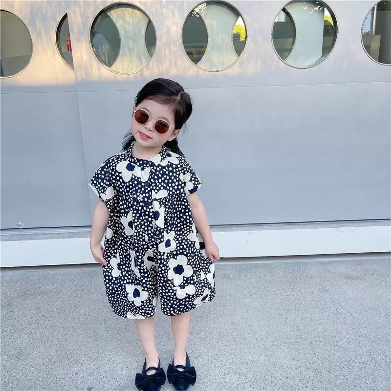 Baby Kid Girls Flower Love heart Print Dresses