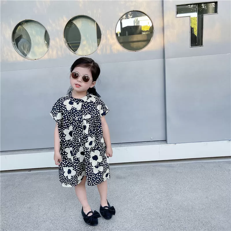 Baby Kid Girls Flower Love heart Print Dresses