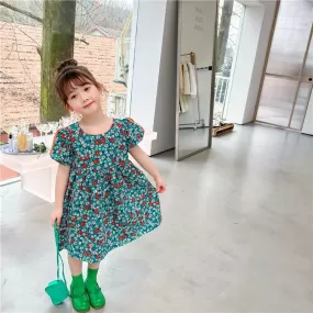 Baby Kid Girls Flower Print Dresses