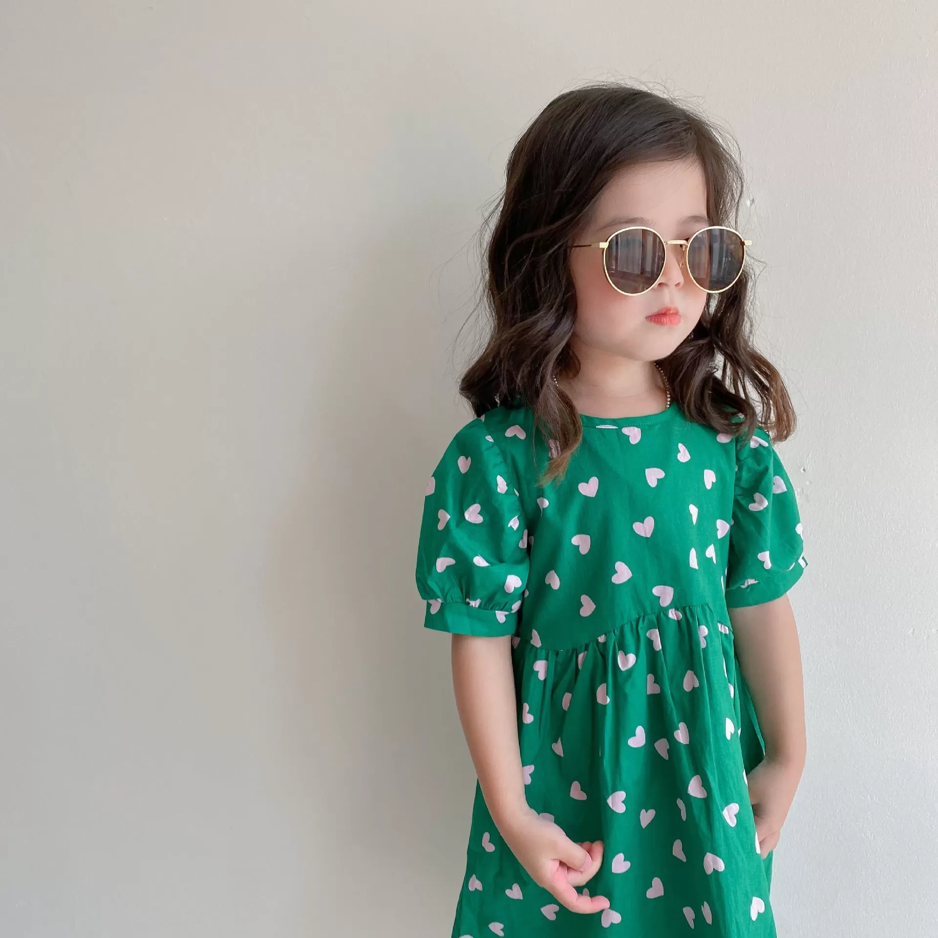 Baby Kid Girls Love heart Print Dresses