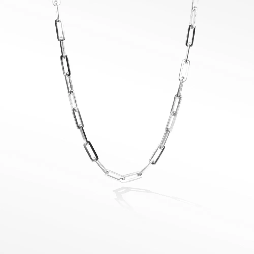 Baby Paperclip Silver Necklace 18''