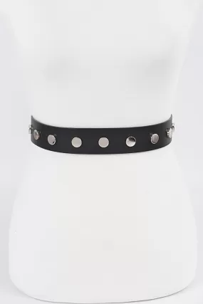 Black Studded Belt (Silver Studded Front)