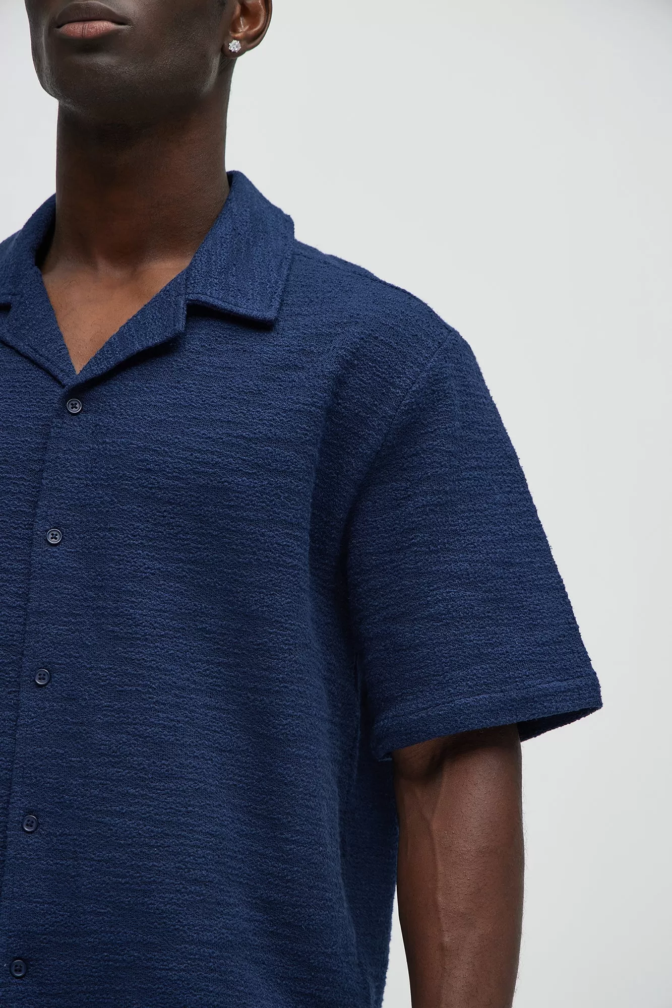 Blaine Textured Knit Shirt - Navy