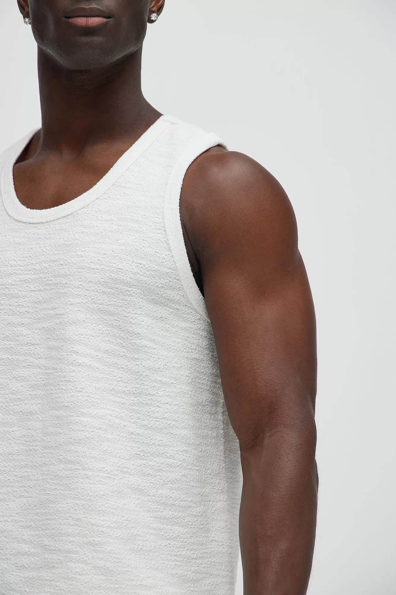 Blaine Textured Relaxed Tank Top - White