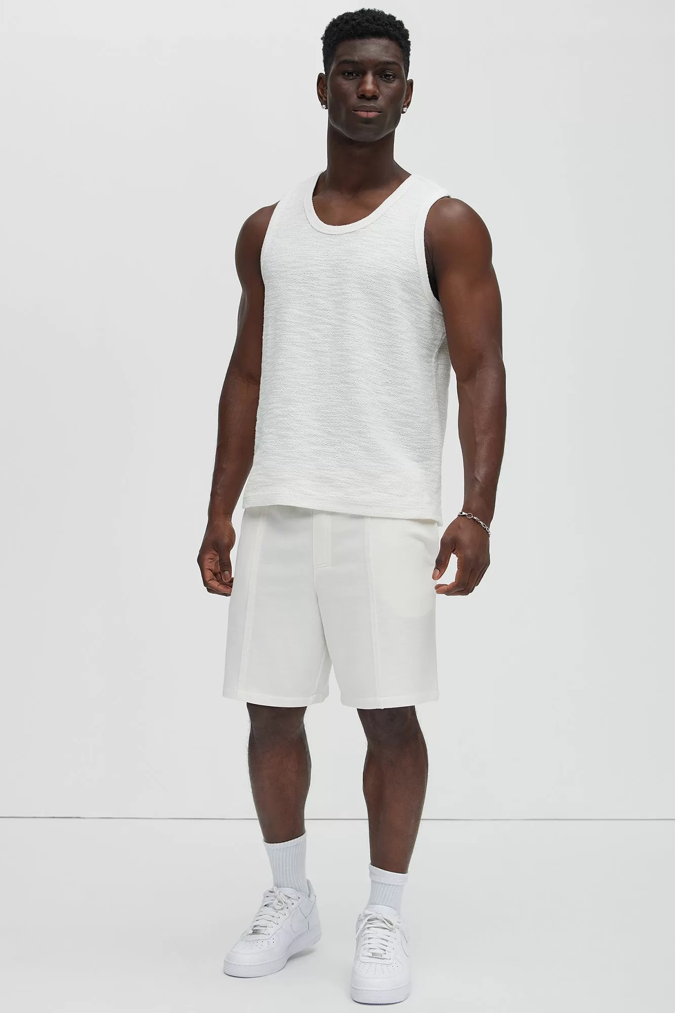 Blaine Textured Relaxed Tank Top - White