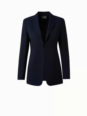 Blazer aus Woll-Doubleface mit von Leder besetzem Kragen