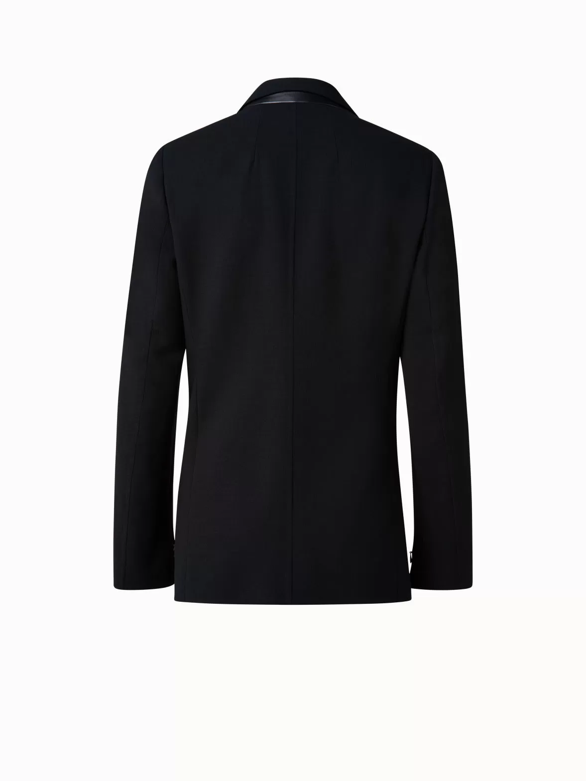 Blazer aus Woll-Doubleface mit von Leder besetzem Kragen