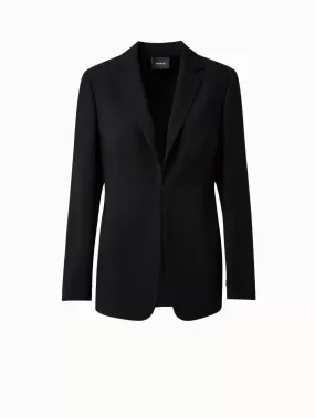 Blazer aus Woll-Doubleface mit von Leder besetzem Kragen