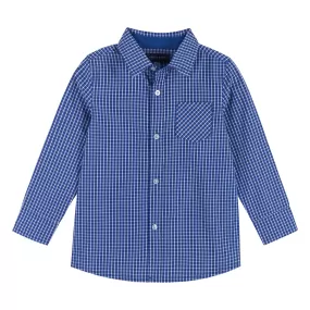 Blue Bamboo Check Button Down Shirt