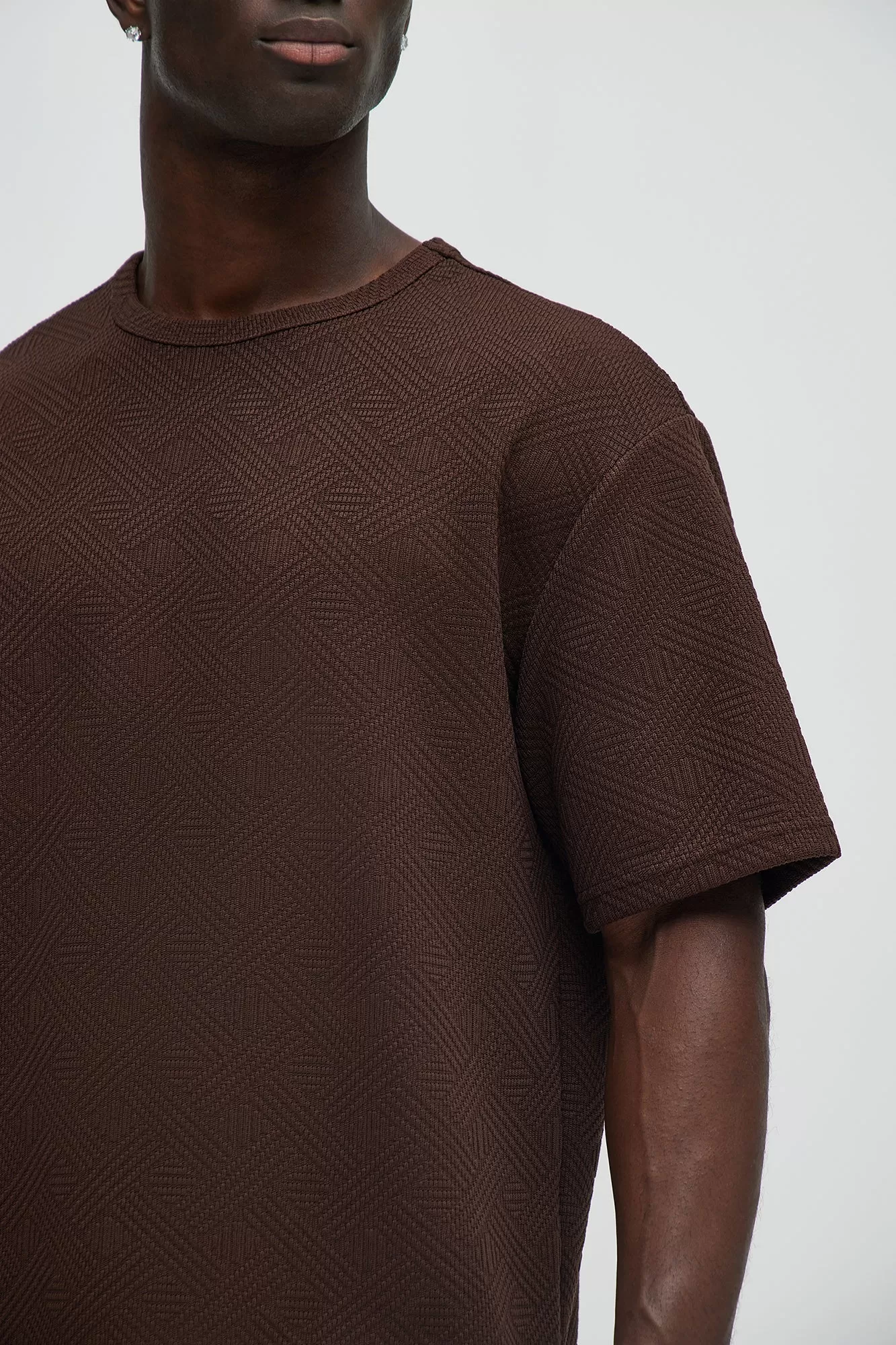 Burley Geo Textured Relaxed Short Sleeve Tee - Brown