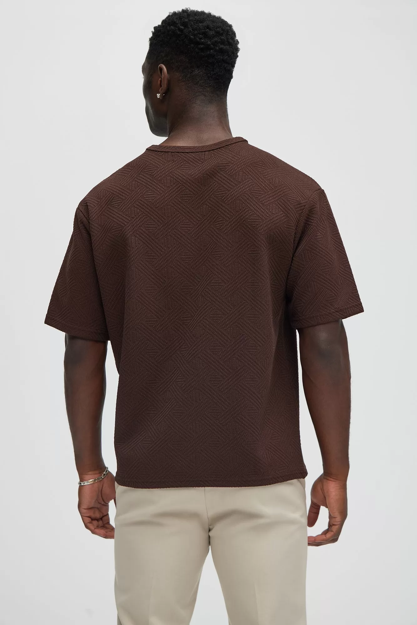 Burley Geo Textured Relaxed Short Sleeve Tee - Brown