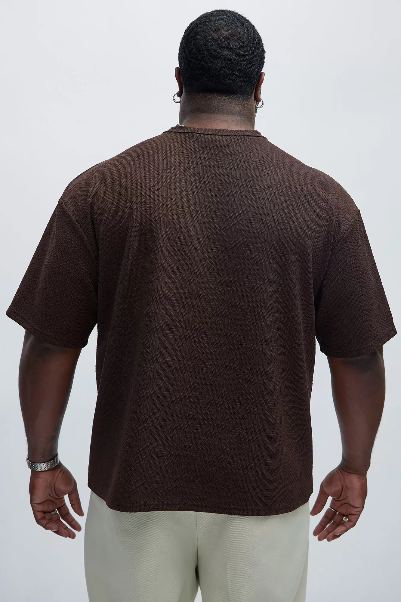 Burley Geo Textured Relaxed Short Sleeve Tee - Brown