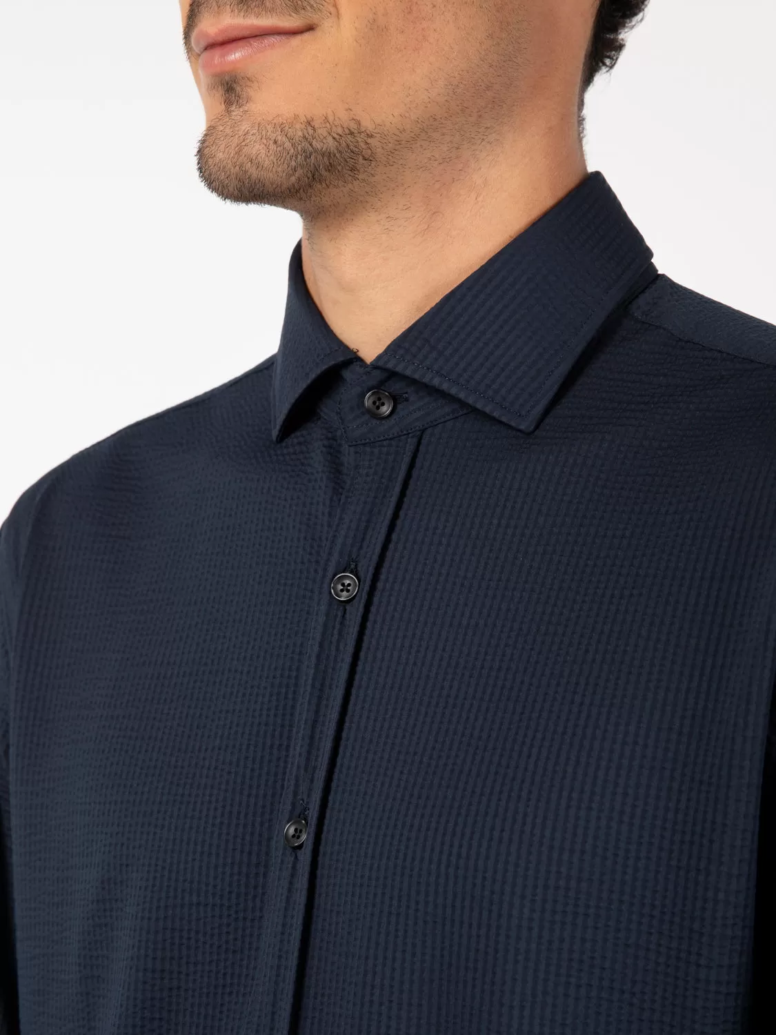 Camicia seersucker active blu