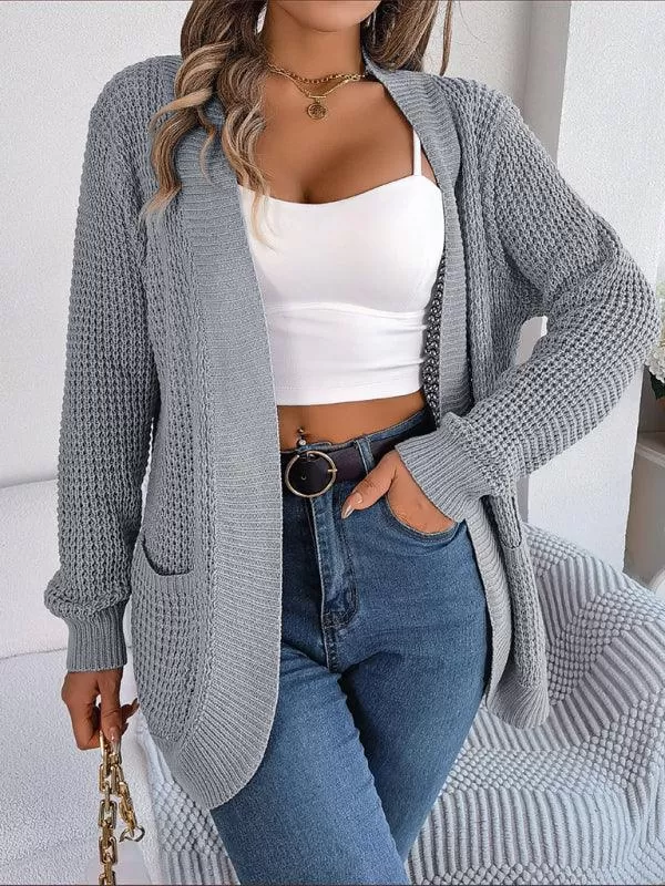 Casual Pocket Women Knitted Cardigan Sweater