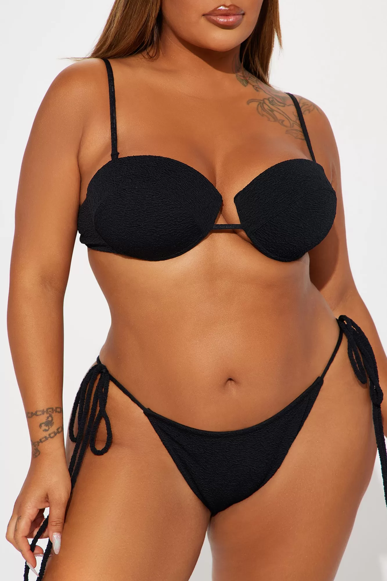 Catrina Underwire 3 Piece Boyshort Bikini - Black