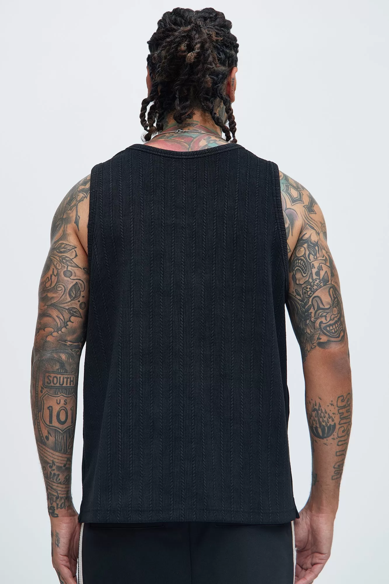 Cefalo Sweater Textured Relaxed Tank - Black