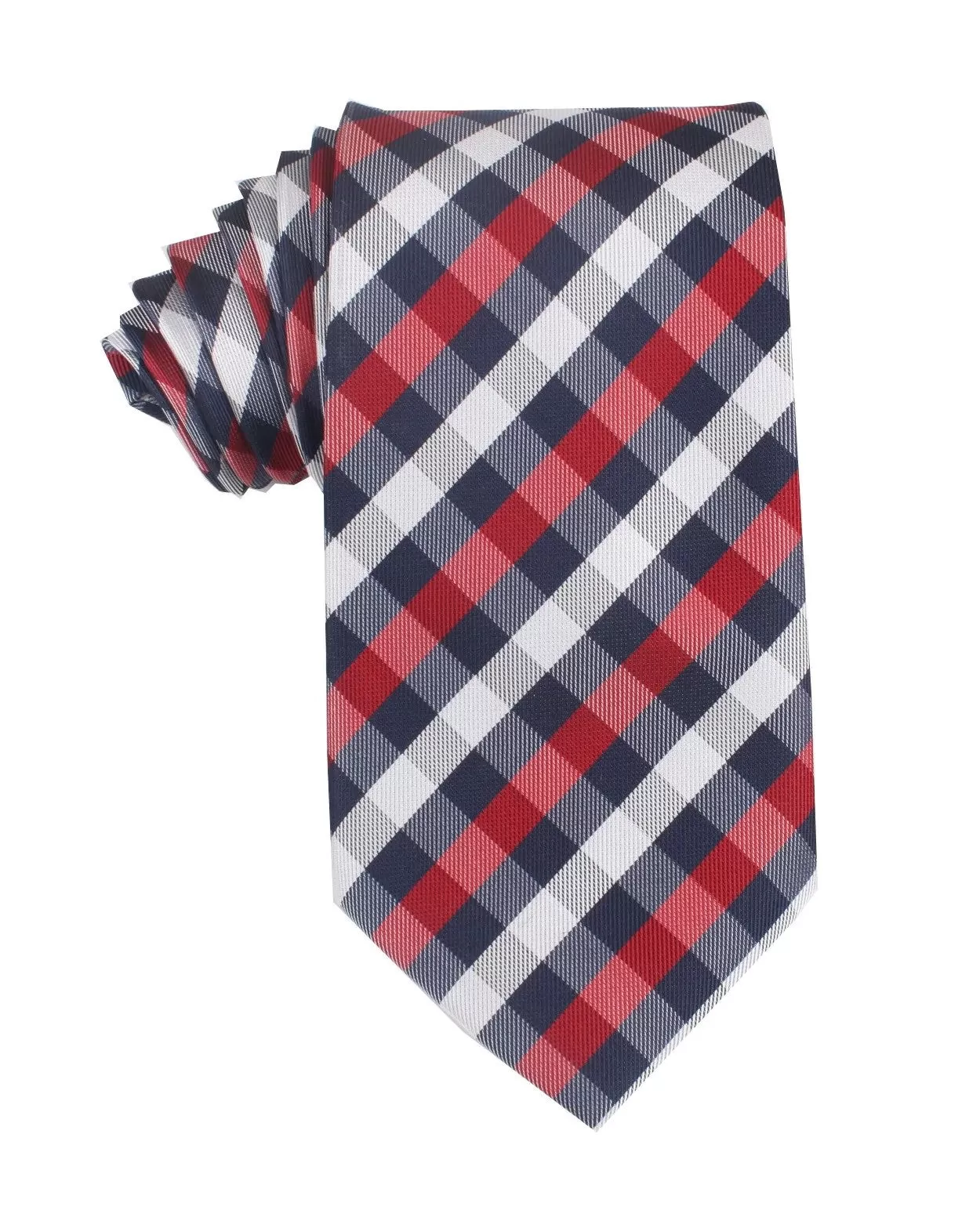 Check Tie - Navy, Red & White