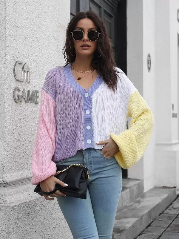 Color Block Cardigan Cardigan Sweater