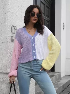 Color Block Cardigan Cardigan Sweater