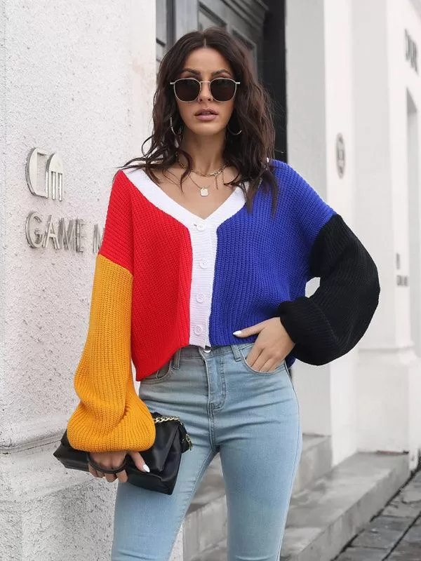 Color Block Cardigan Cardigan Sweater