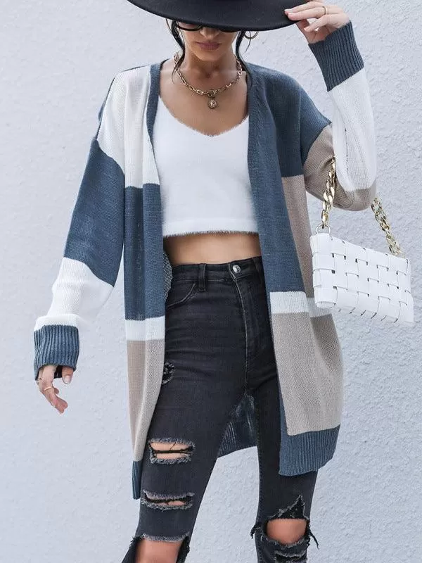 Color Block  Women Cardigan Sweater