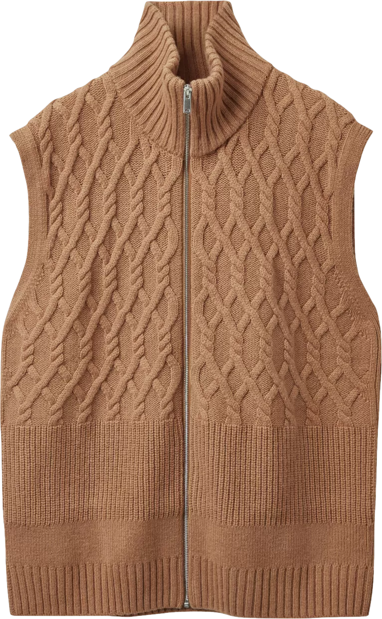 cos Beige Responsibly Sourced Wool Cable Knit Gilet BNWT UK L