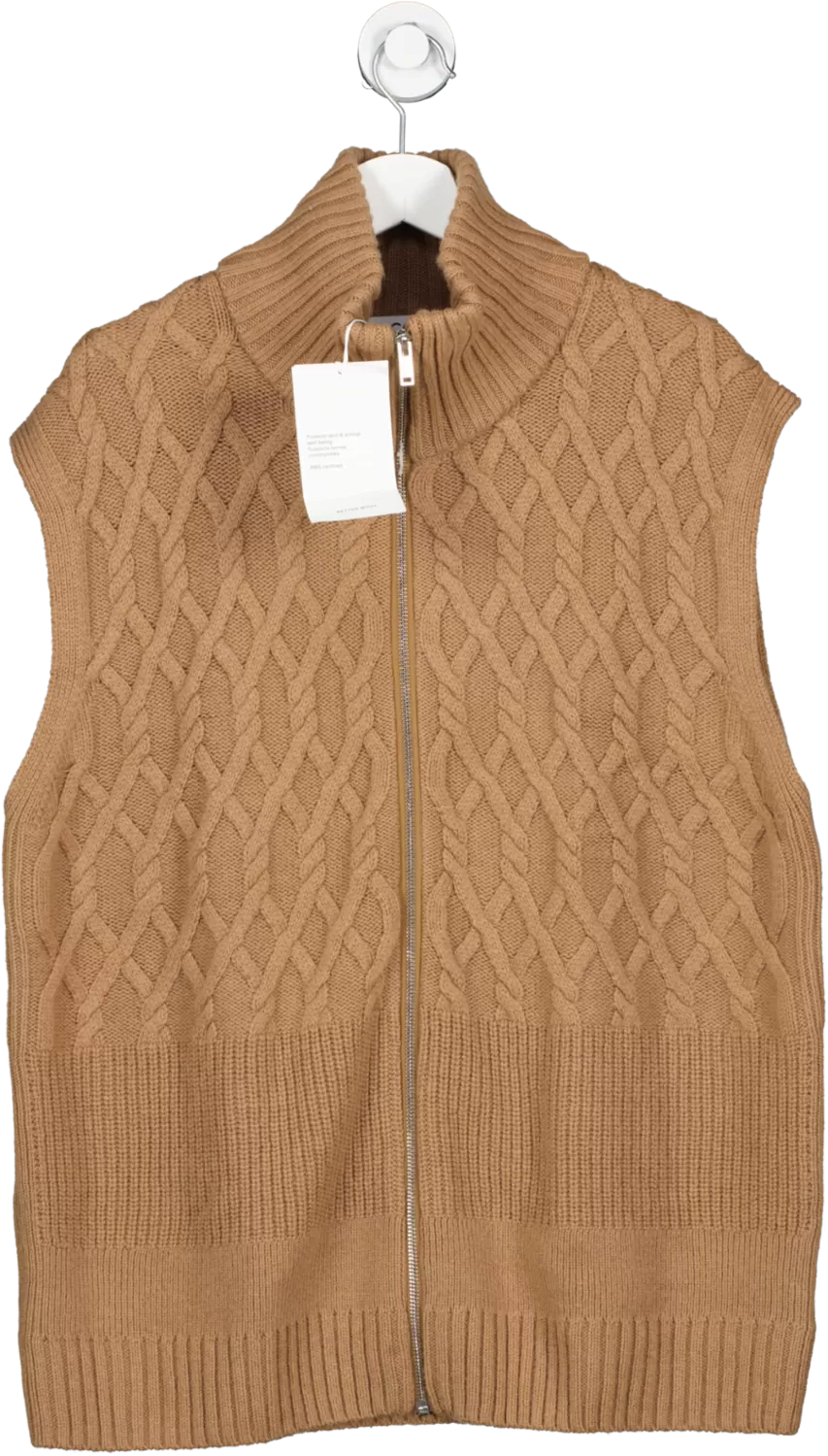 cos Beige Responsibly Sourced Wool Cable Knit Gilet BNWT UK L