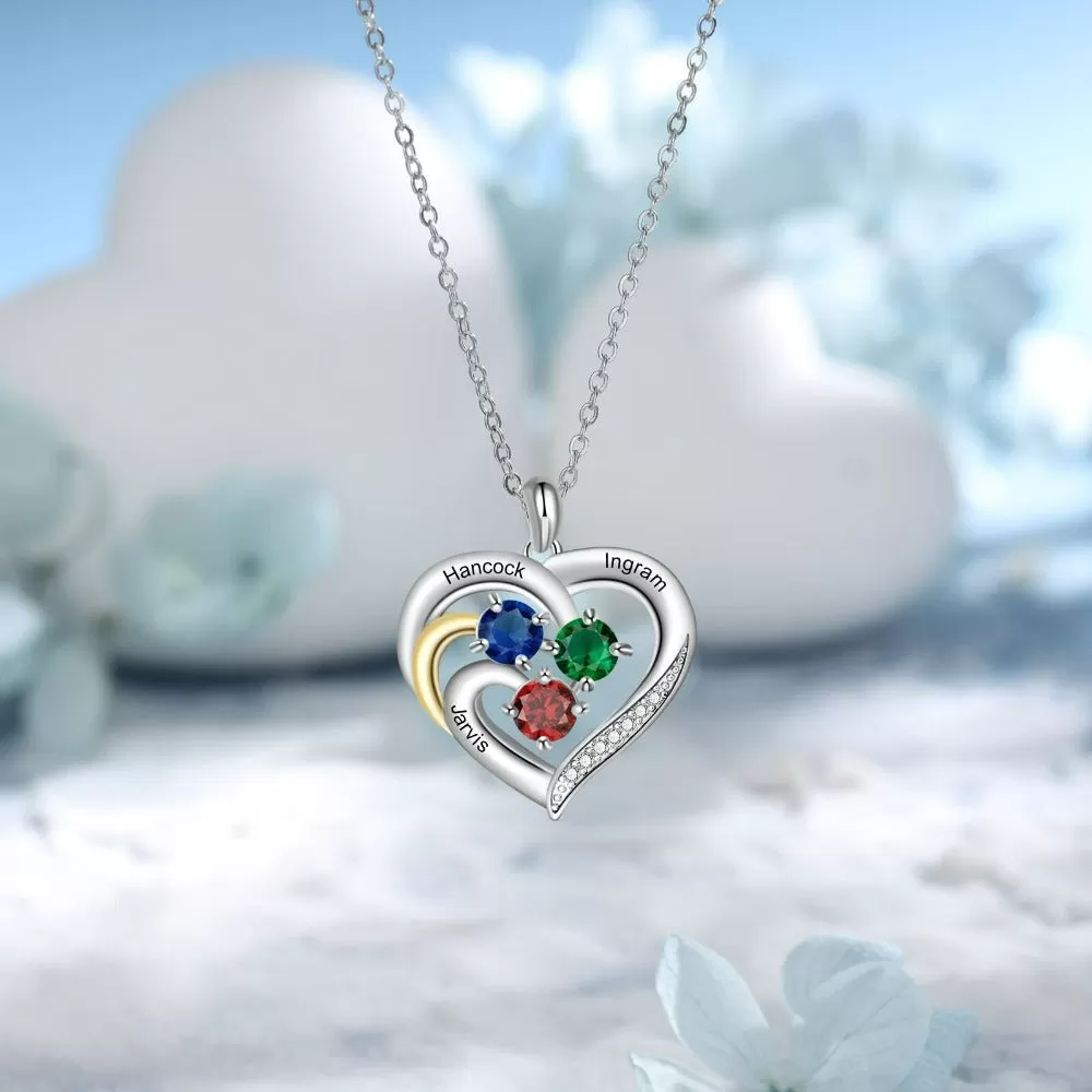 Customized Heart Pendant with Round Birthstone