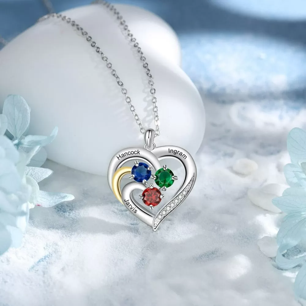 Customized Heart Pendant with Round Birthstone