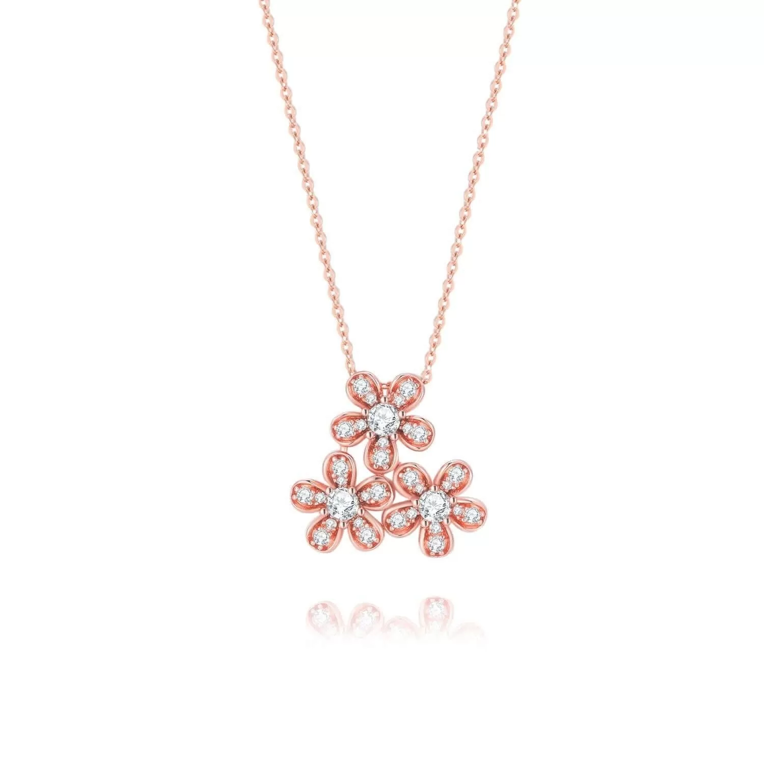 Daisy Flower Pendant Necklace Rose Gold Plated 925 Sterling Silver