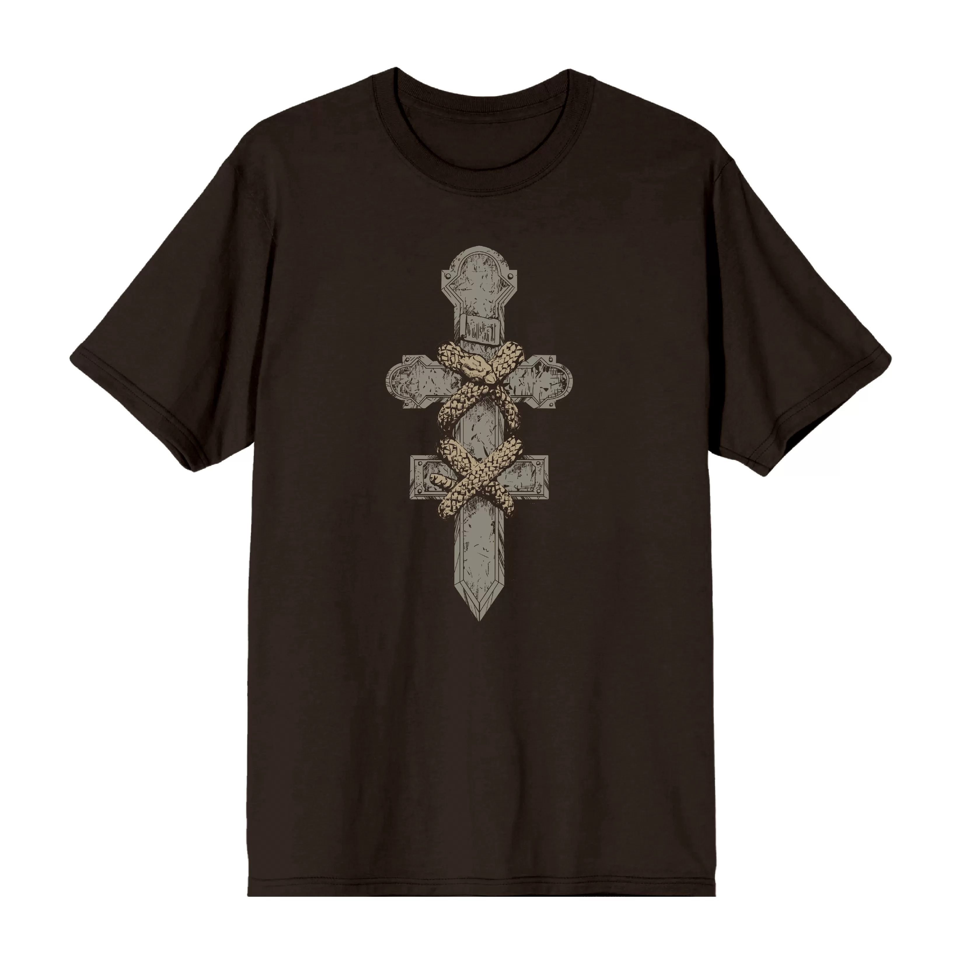 Double Cross With Snake Brown Tee