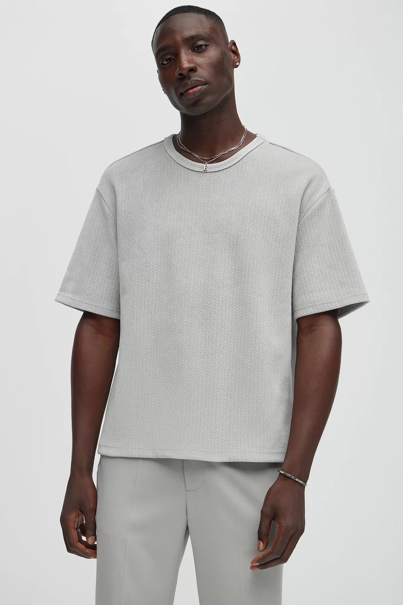 Dudley Textured Relaxed Short Sleeve Tee - Stone